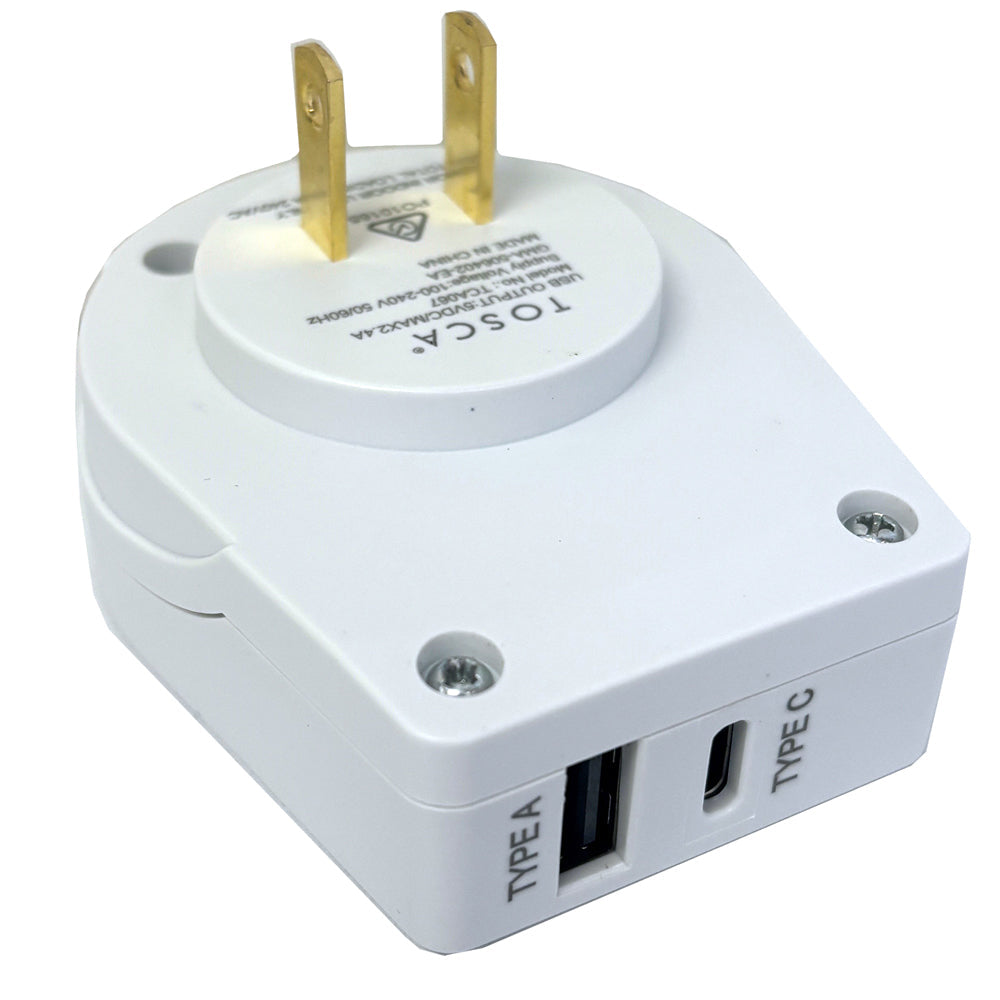 Tosca Japan OB Portable Travel Power Adapter USB A&C Converter Plug White — image 2