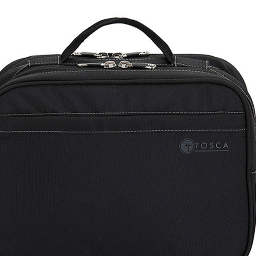 Tosca 13"/33cm Deluxe Trifold Toiletry Travel Bathroom Organiser Bag - Black — image 2