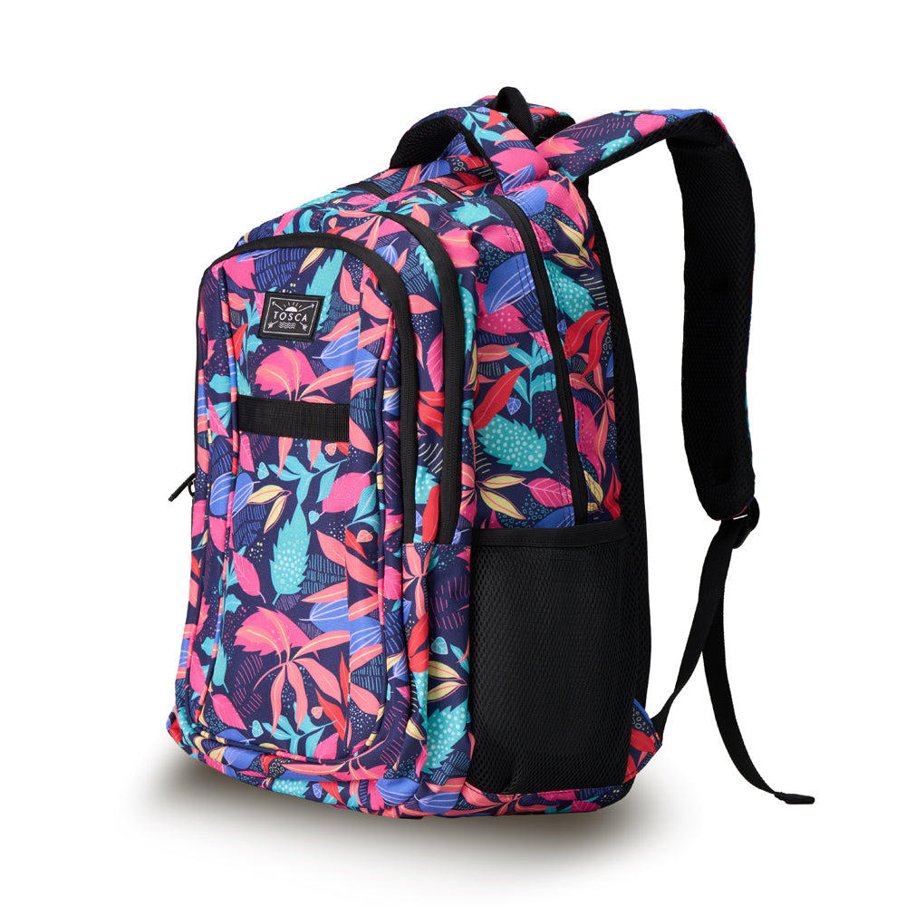 Tosca 35L School/Work Backpack Outdoor Travel Bag wCompartment Black Tropical — image 2