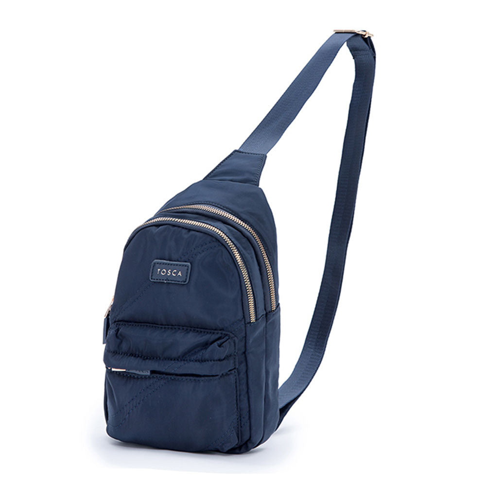 Tosca Casual Shoulder Nylon Slinger Crossbody Chest Utility Bag Stitch — Navy