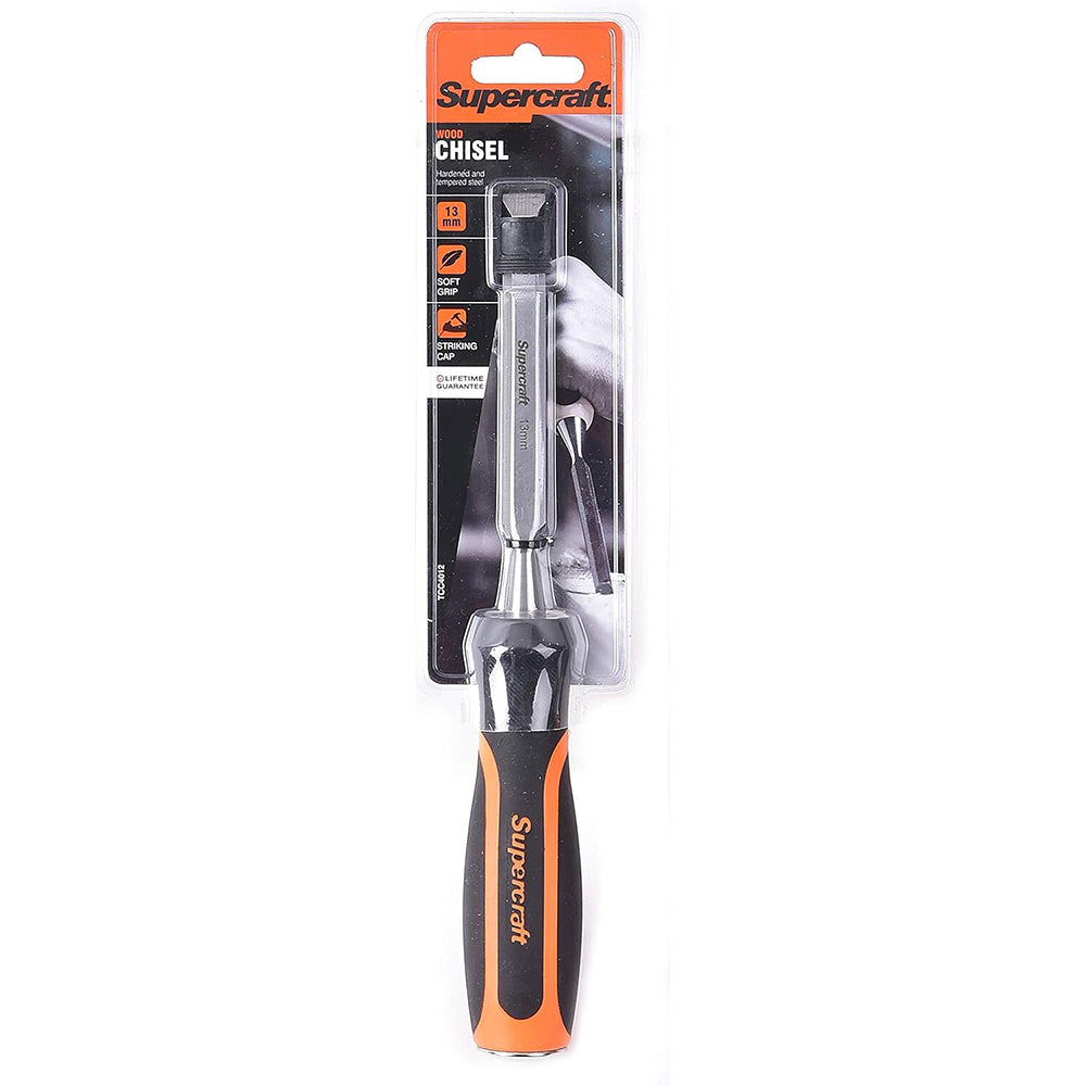 Supercraft Wood Chisel Carbon Steel 1/2''/13mm Width Soft Grip w/ Striking Cap