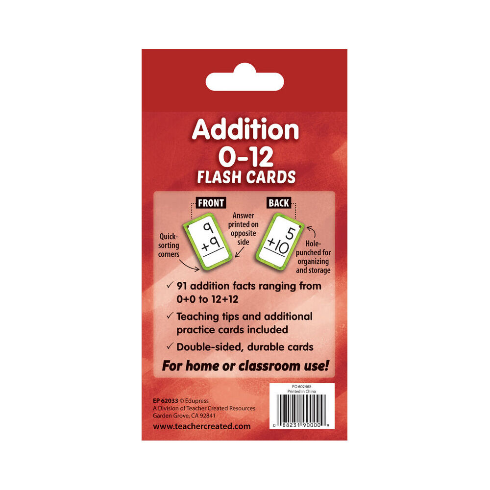 Teacher Created Resources Addition 0-12 Math Flash Cards Set Kids 5y+ (112 Pieces) — image 3