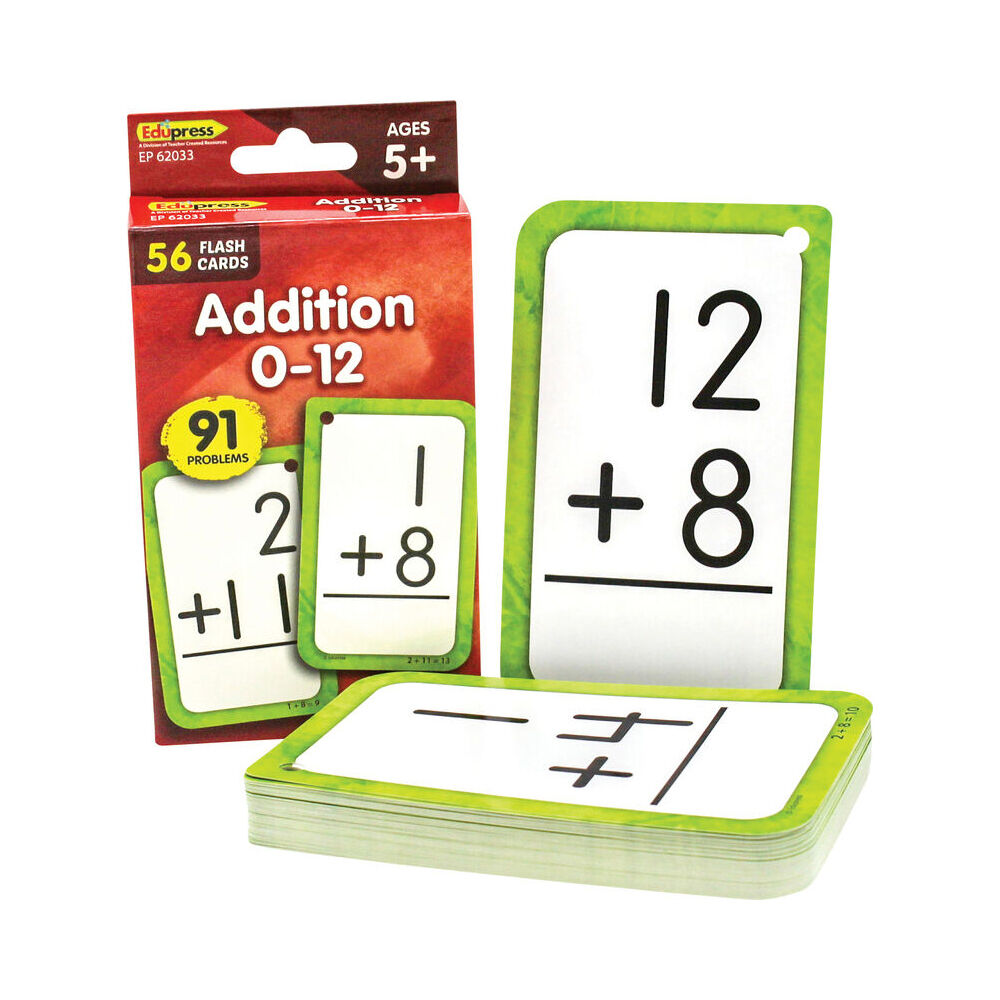 Teacher Created Resources Addition 0-12 Math Flash Cards Set Kids 5y+ (56 Pieces)