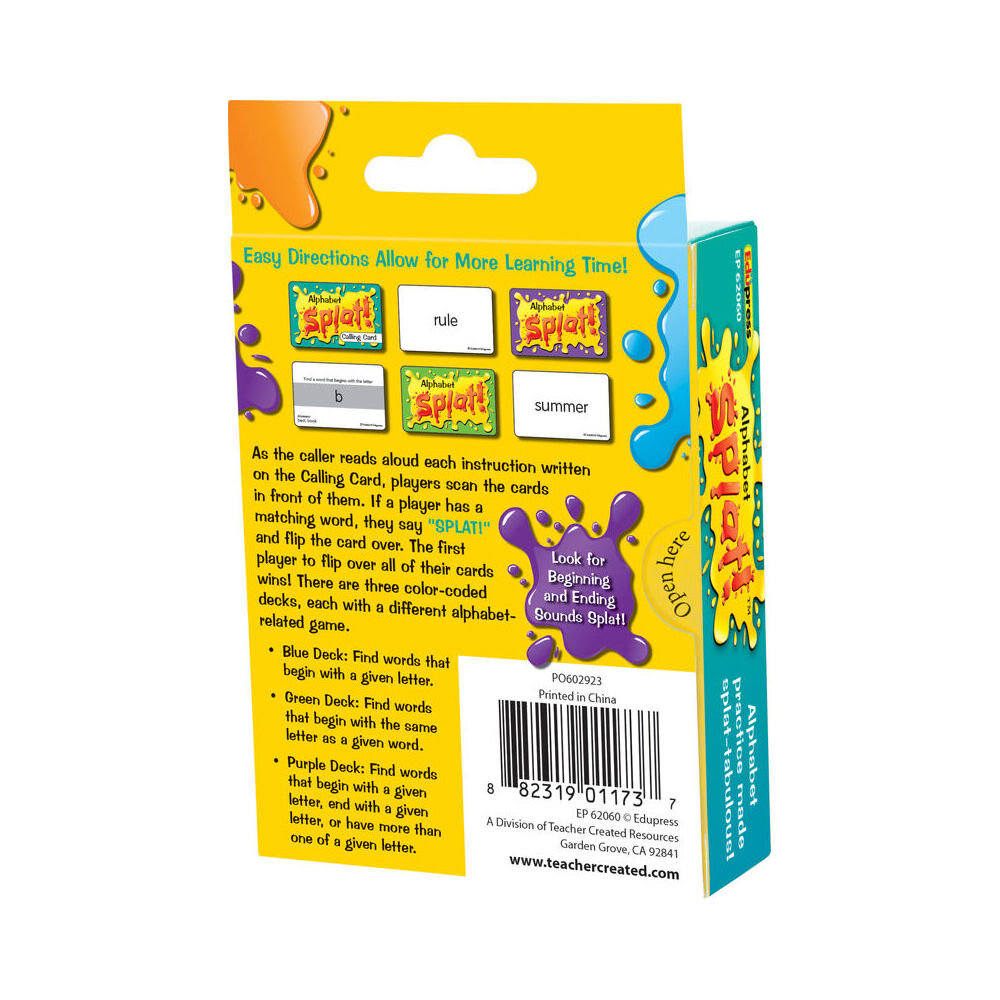 Teacher Created Resources Alphabet Splat Flash Card Game Set Kids/Children 4+ (2 Pack) — image 4