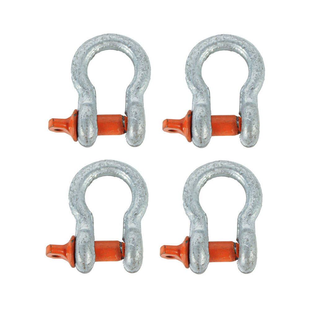 Thorny Devil Shackle Bow Grade S Screw Pin 500Kg Outdoor Camping 1/4 Silver (4 Pack)