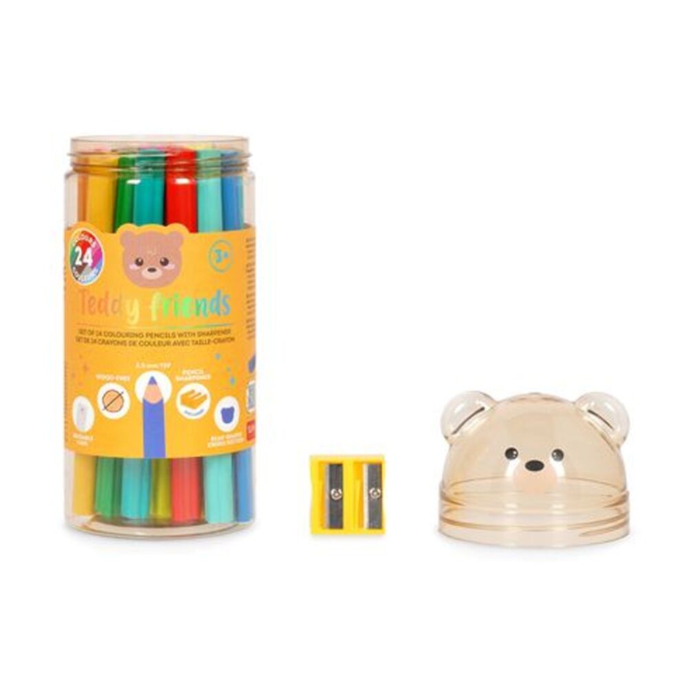 Legami Colour Pencil Set Teddy Container With Sharpener Kids Crafts 3y+ (24 Pieces) — image 2