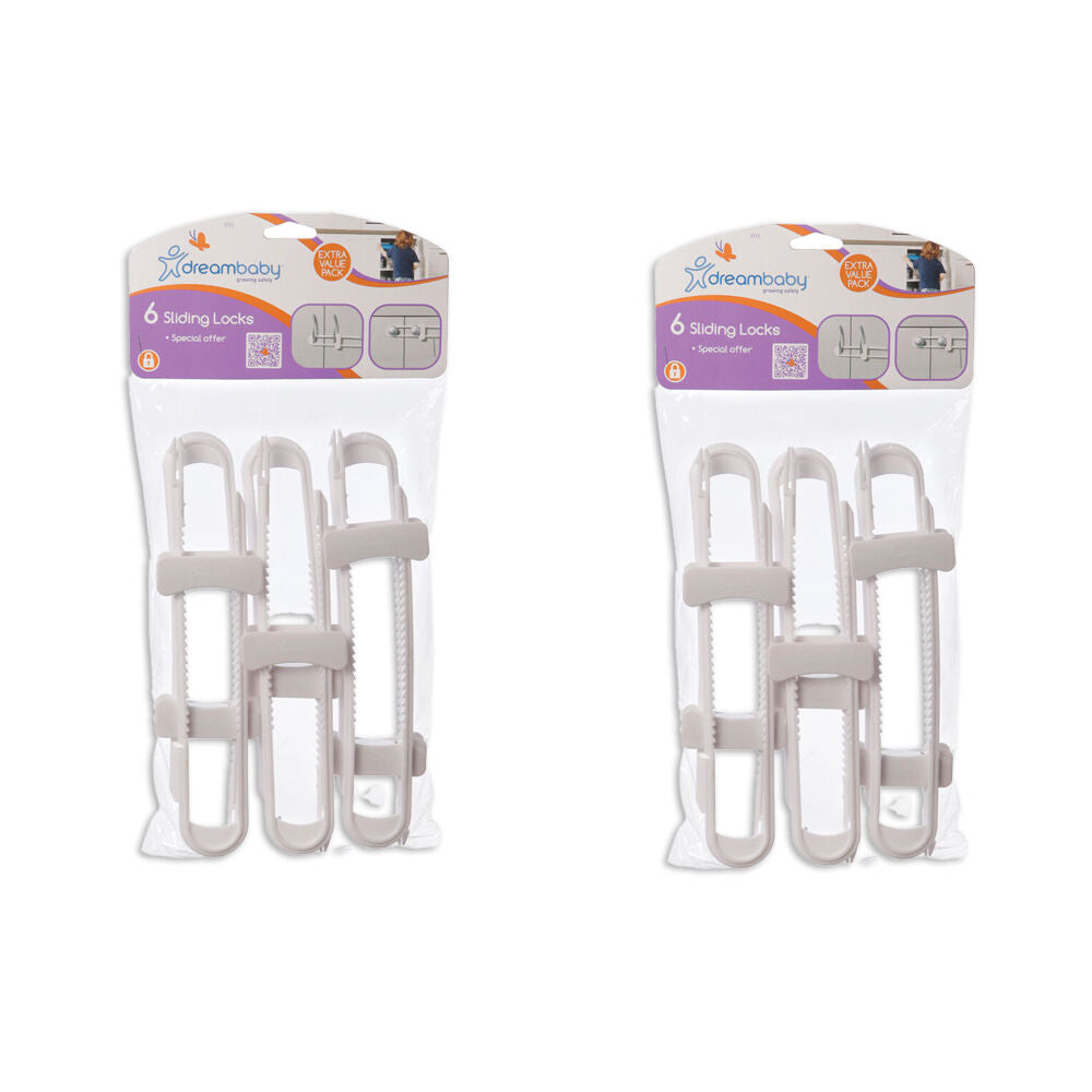 Dreambaby 6pc Dreambaby Baby/Kids Safety Sliding Lock Bag with Header White (2 Pack)