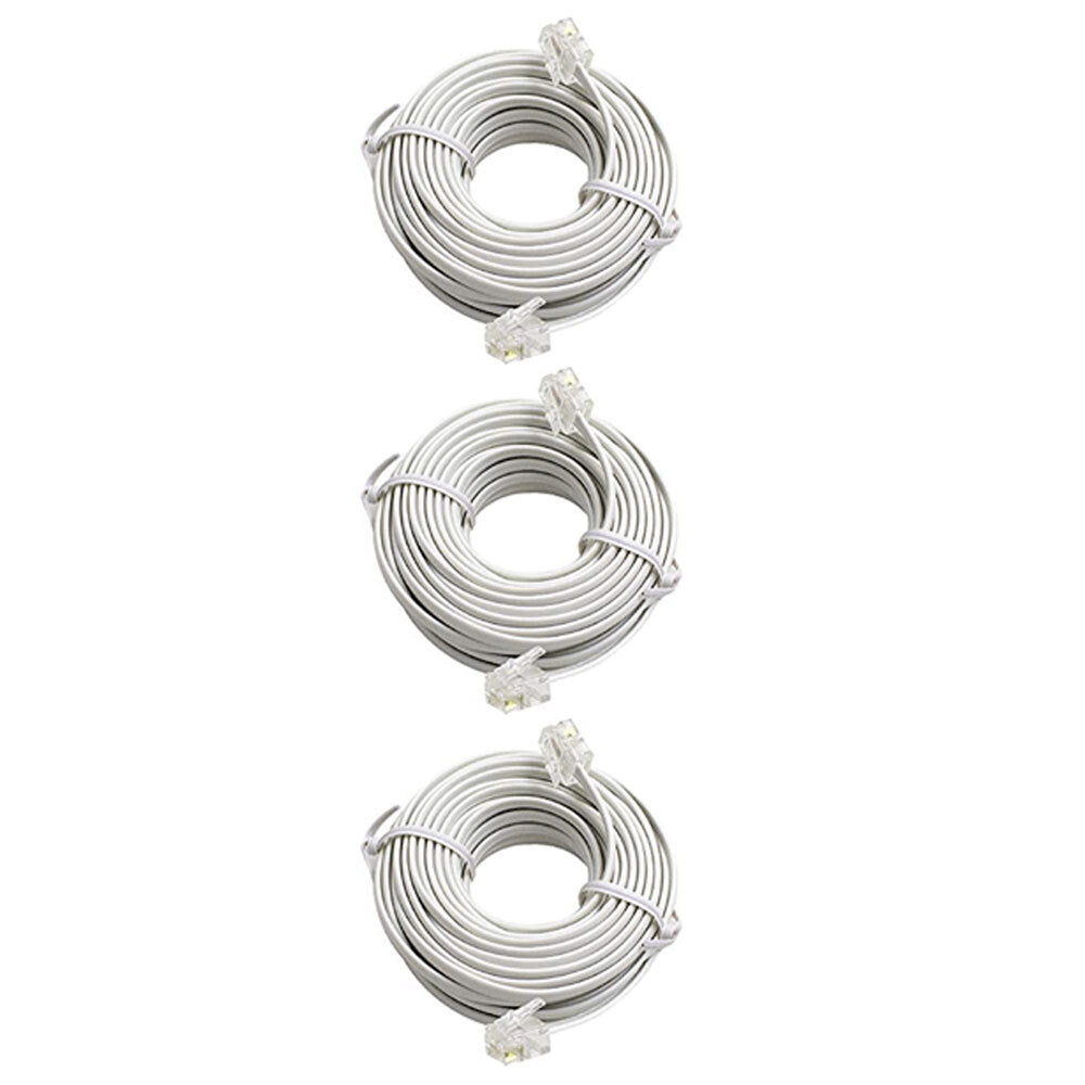 Sansai 5m US Modular Plug Connector Cable Extender Cord for Telephones/Faxes (3 Pack)