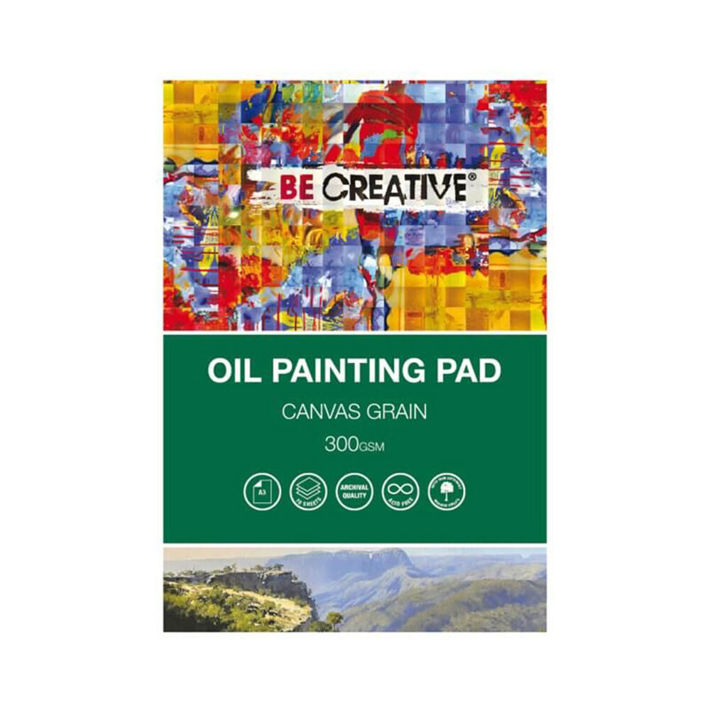 BE Creative 300gsm Oil Painting Heavy-Weight Paper Pad Canvas Grain — A3