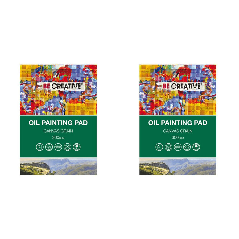 BE Creative Oil Painting Heavy-Weight Paper Pad Canvas Grain 300gsm A3 (2 Pack)