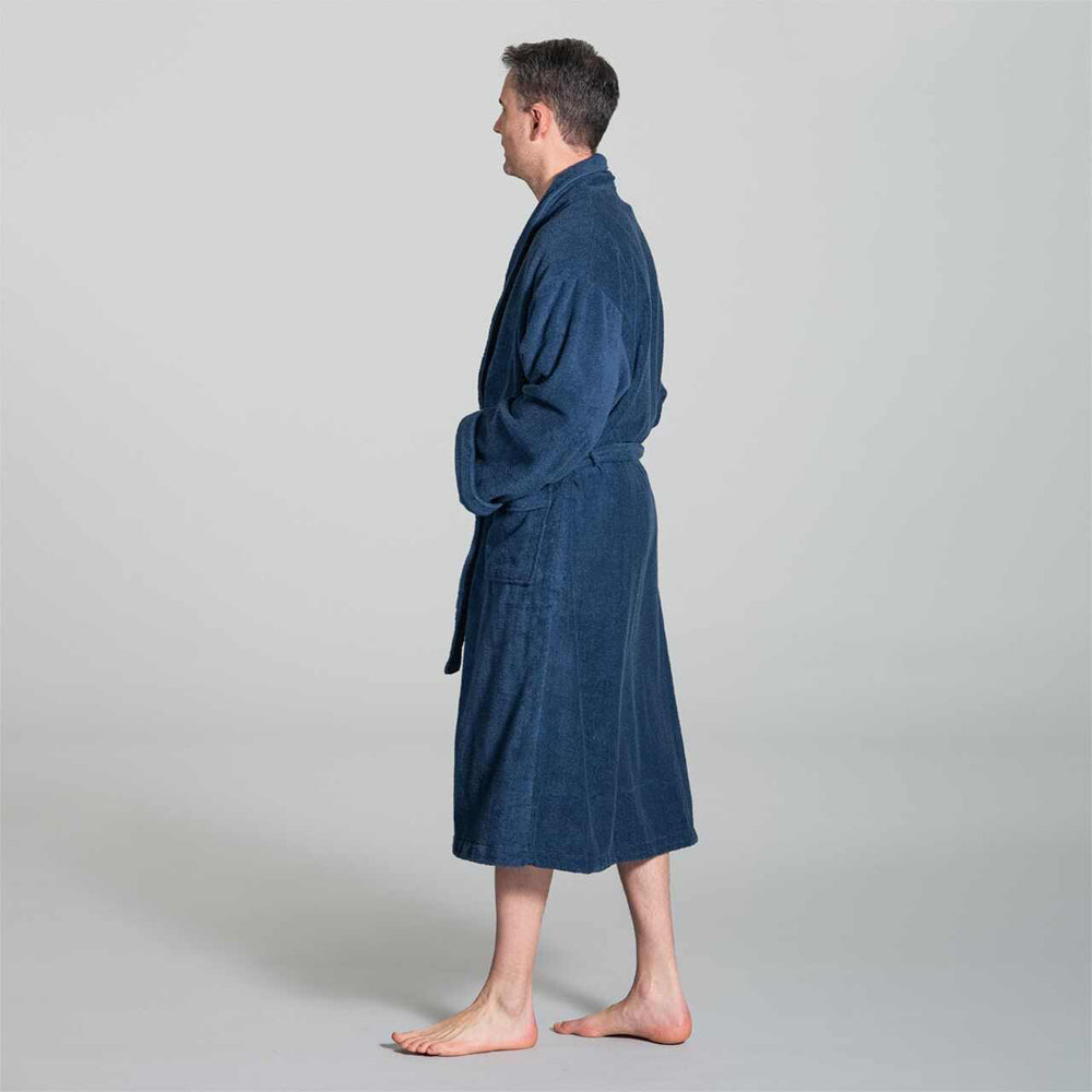 Canningvale Lusso Unisex Cotton Terry Durable Bathrobe - Mezzanotte Blue — image 3