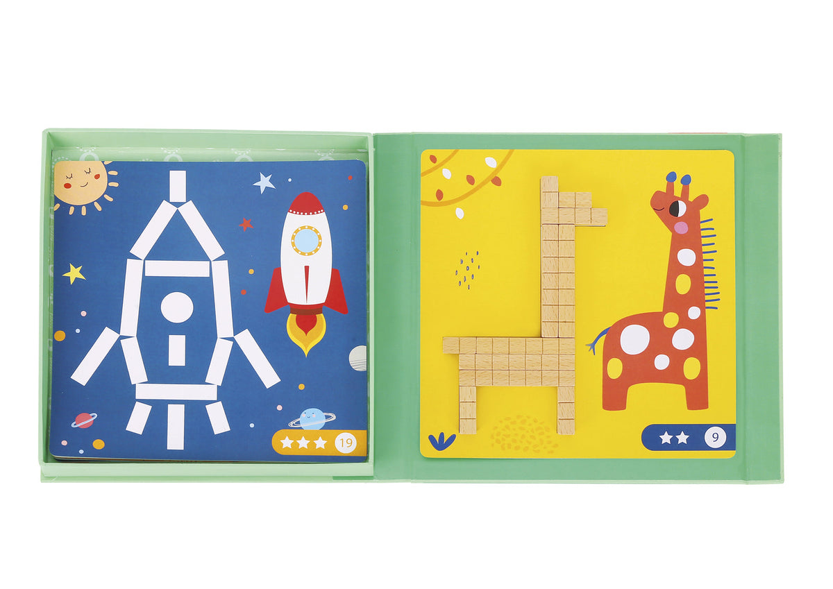 Tooky Toy Creative Math Sticks Puzzle Game Wooden Magnetic Kids 3y+ (49 Pieces)
