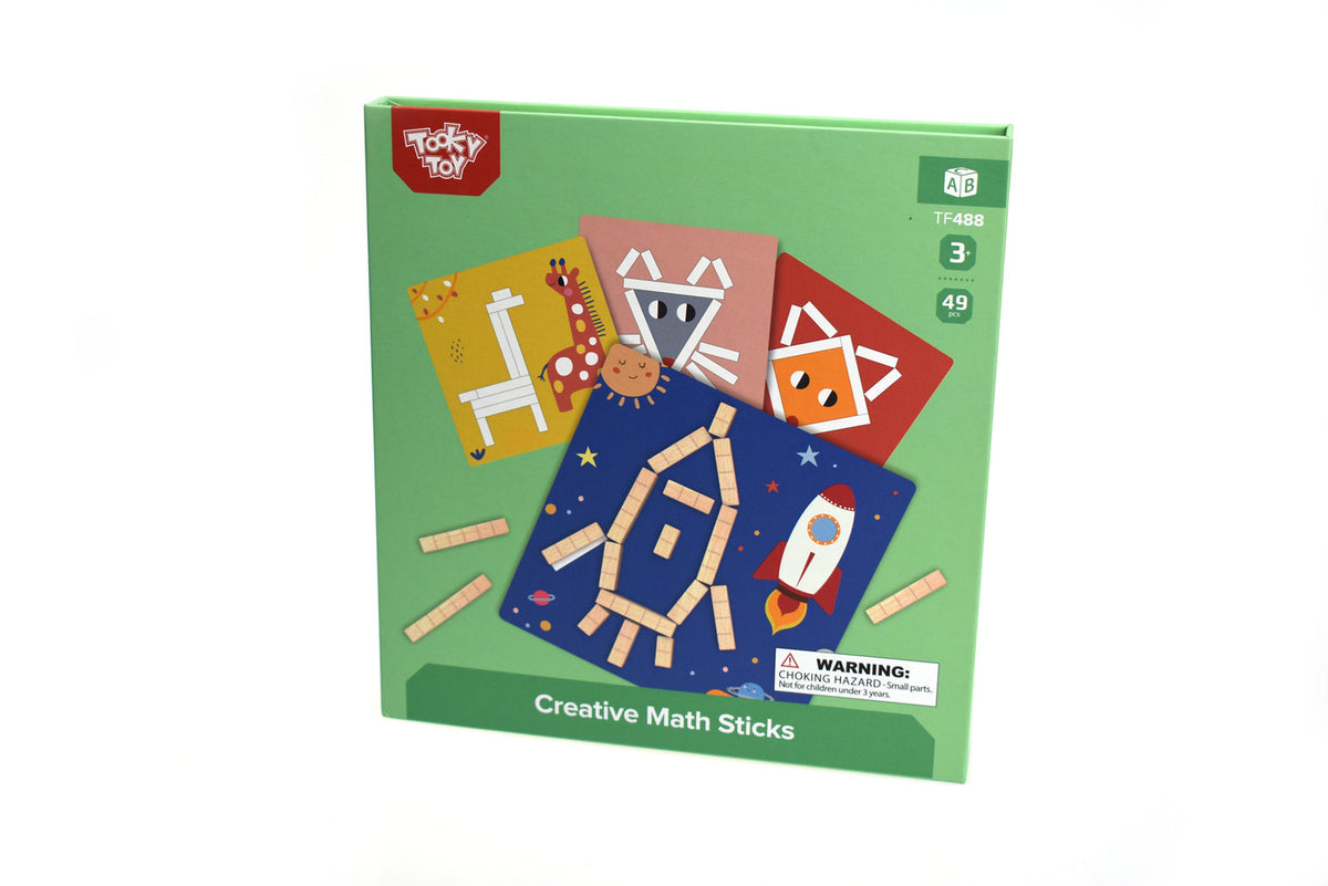 Tooky Toy Creative Math Sticks Puzzle Game Wooden Magnetic Kids 3y+ (49 Pieces) — image 4