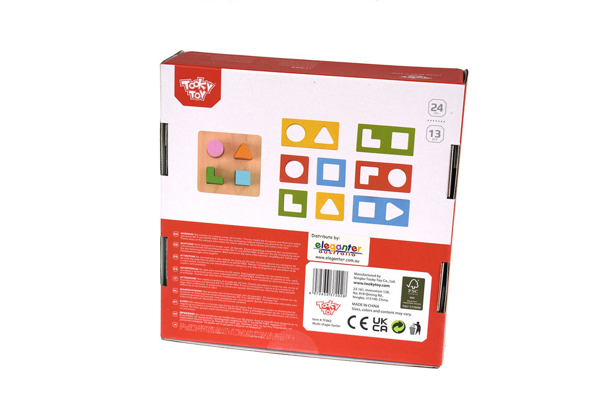 Tooky Toy Wooden Multi-Shape Sorter Kids Interactive/Educational Play 2+ (13 Pieces) — image 8