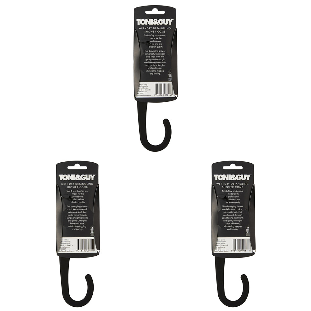 Toni & Guy Wet + Dry Detangling Shower Comb Hair Care/Styling Fashion (3 Pack)