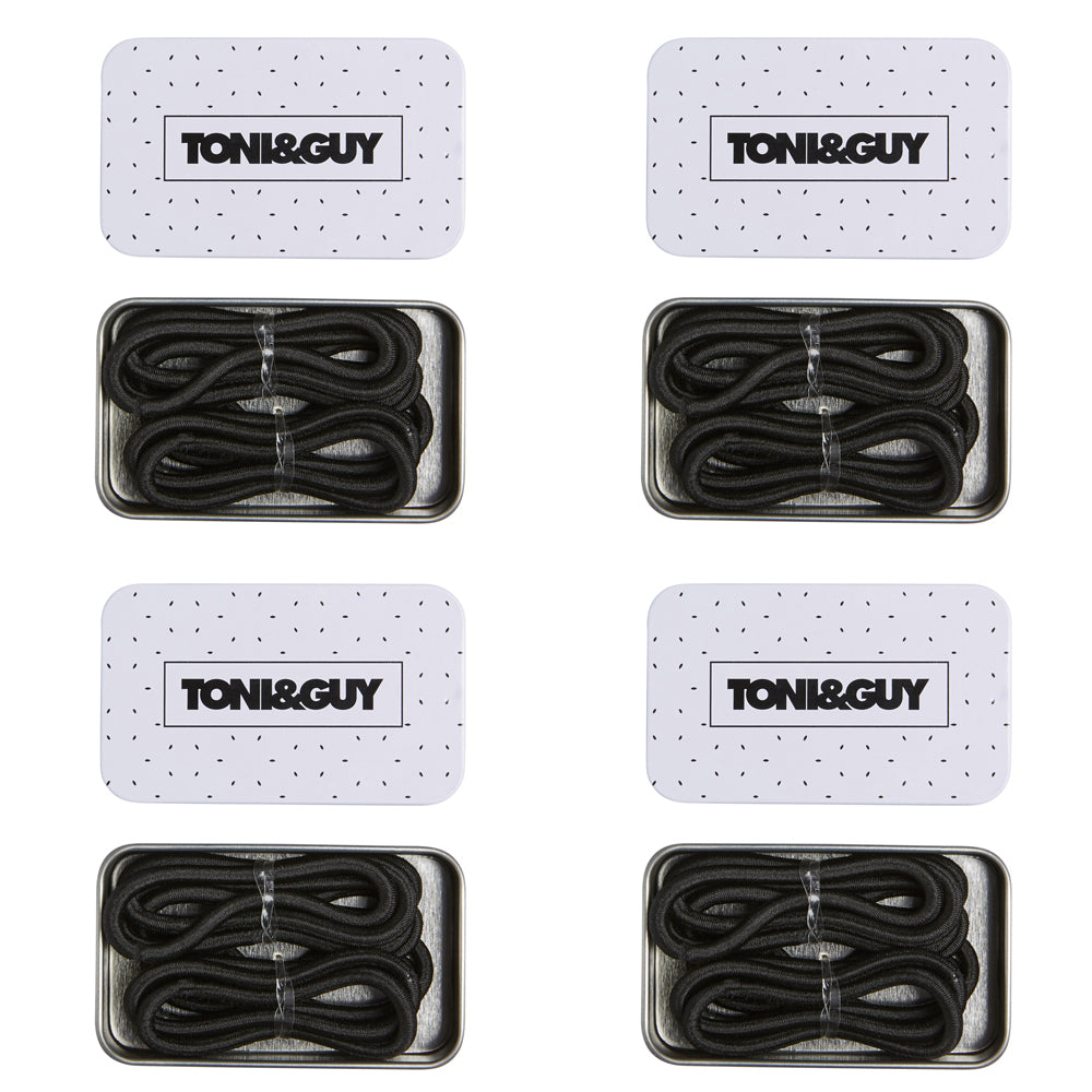 Toni & Guy Thick Elastic Thin Black Band Hair Ties Styling Accessories Set (4 Pack)