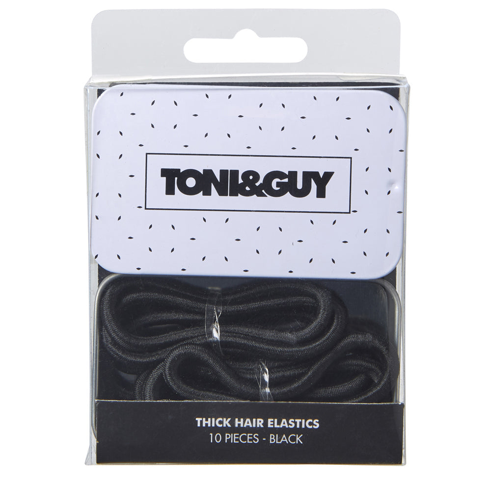 Toni & Guy Thick Elastic Thin Black Band Hair Ties Styling Accessories Set (4 Pack) — image 4
