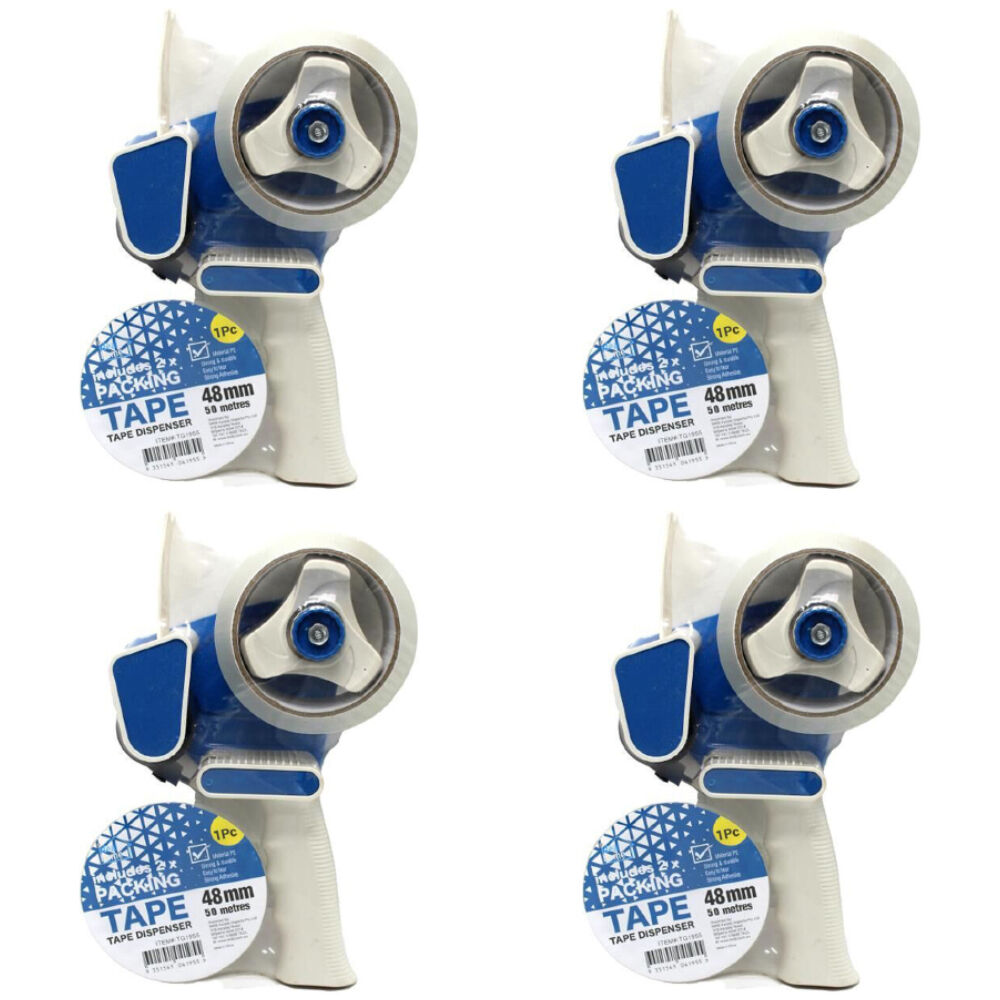 Ideal Home Tape Dispenser w/ 2x Packing Tapes Home/Office Supplies 48mmx50m (4 Pack)