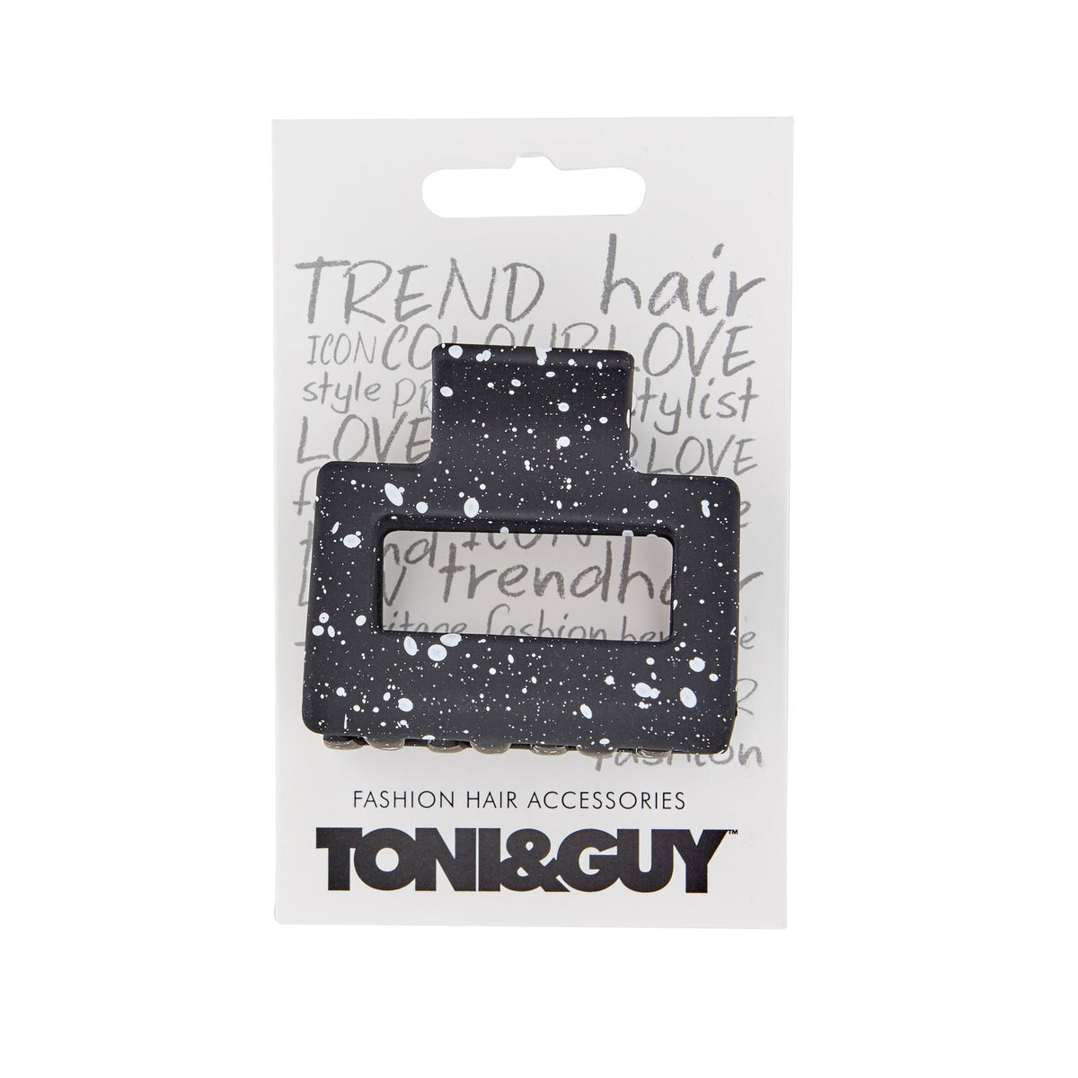 Toni & Guy Square Claw Clip Black Speckle & White Speckle Hair Styling Asstd (4 Pack)
