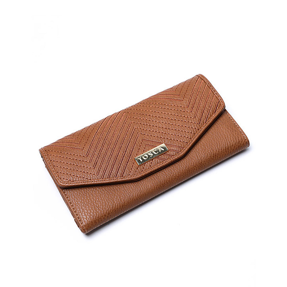 Tosca Women's/Ladie's Card/Cash Holder Multi Slot Wallet Purse 19x3x10cm - Tan