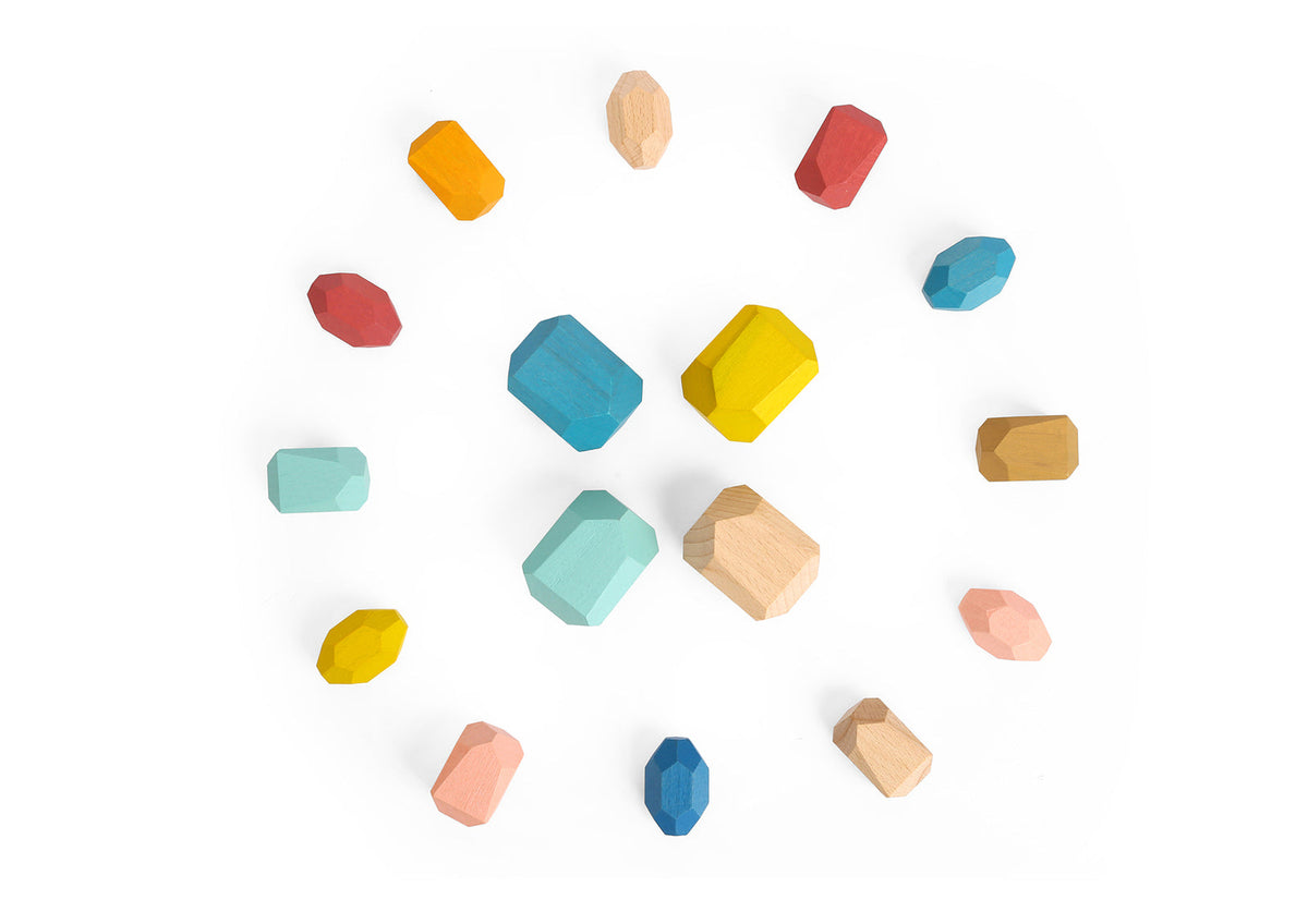 Tooky Toy Wooden Stacking Stone Large Blocks Kids Educational Toys 3+ (16 Pieces) — image 4