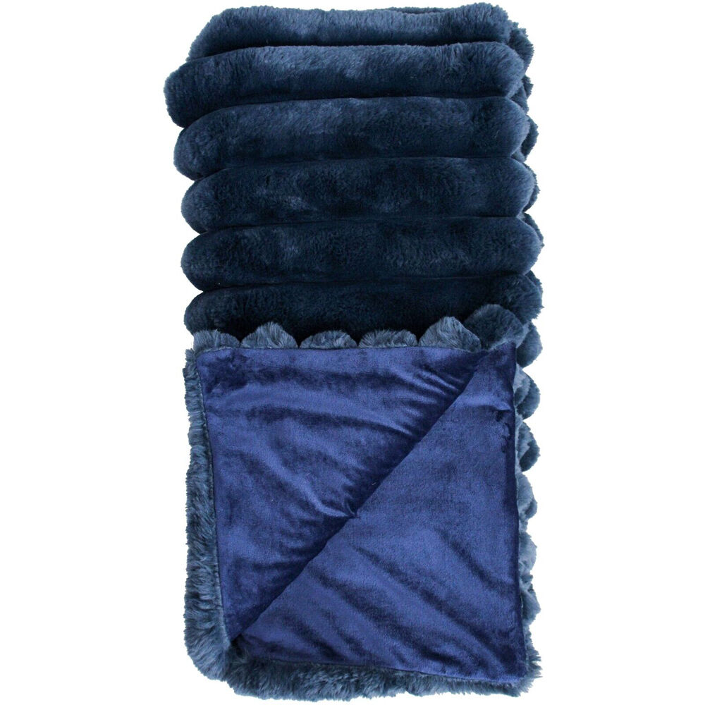 LVD 130x150cm Black Faux Fur Midnight Puffer Decorative Throw Blanket — image 2