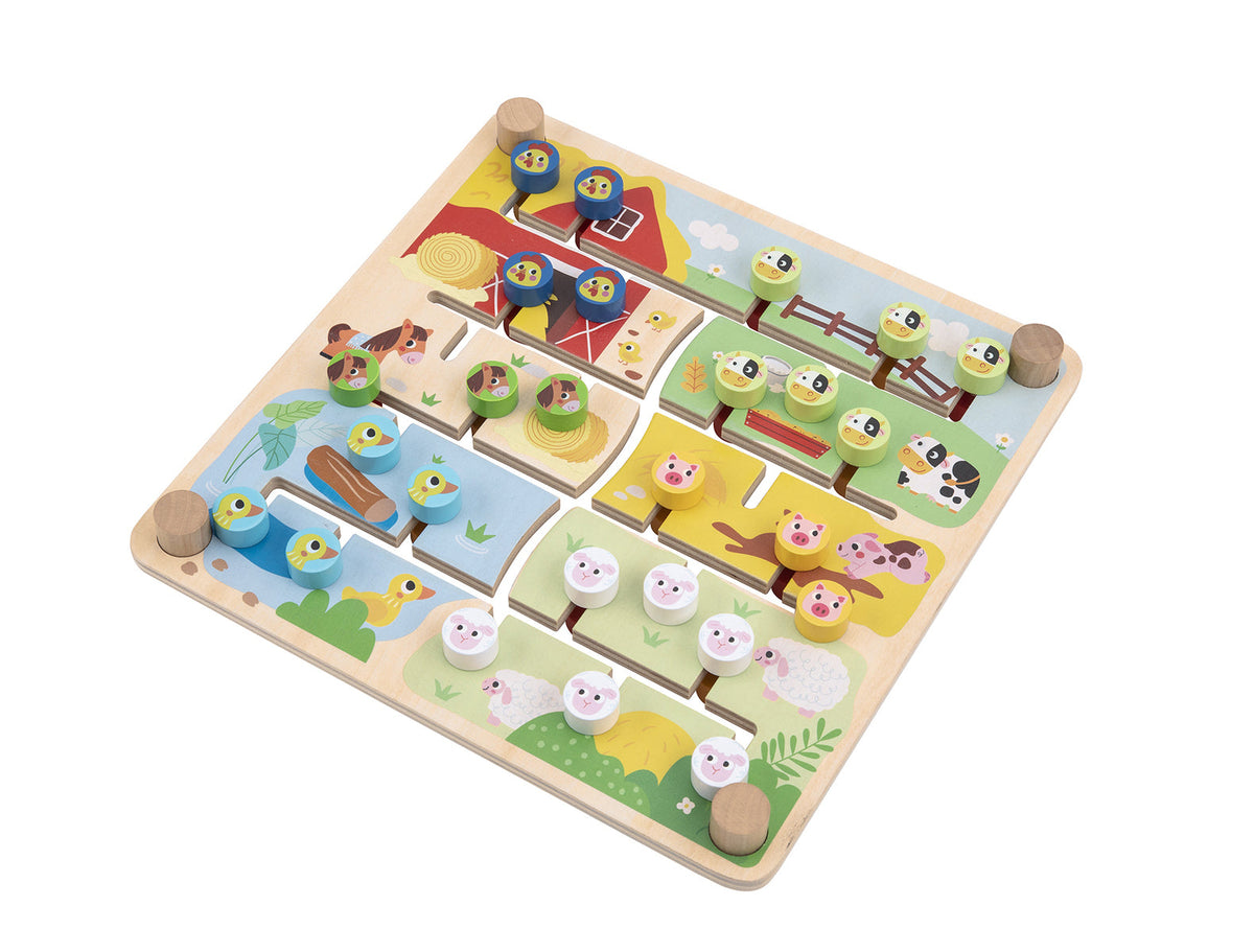 Tooky Toy Wooden Alphabet & Farm Matching Maze Board Game Kids Fun Activity 3+ — image 2