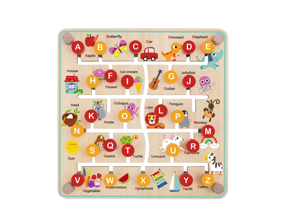 Tooky Toy Wooden Alphabet & Farm Matching Maze Board Game Kids Fun Activity 3+ — image 3