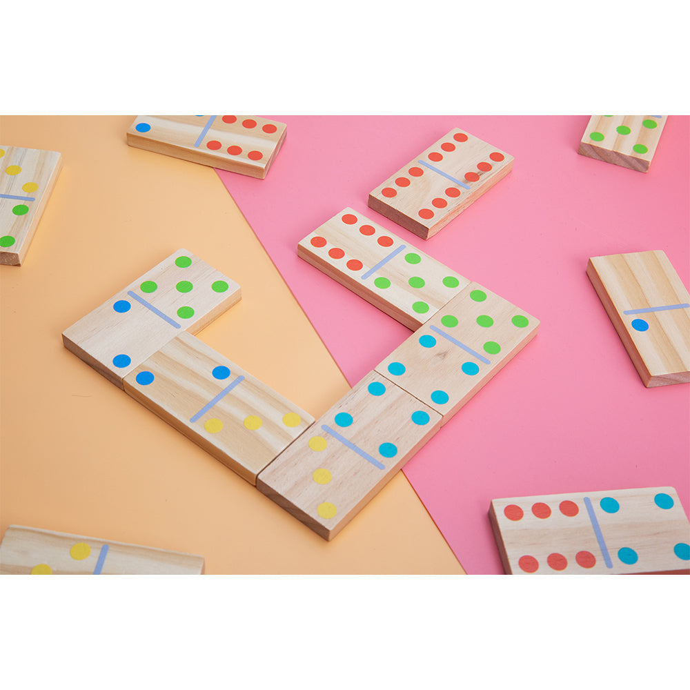 Tooky Toy Kids/Children Wooden Domino Blocks Educational Outdoor Lawn Game (29 Pieces) — image 4