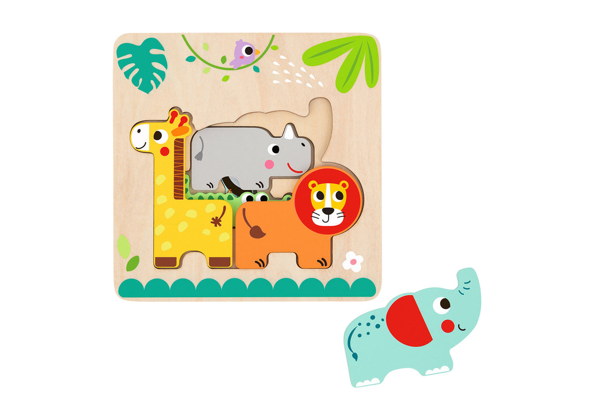 Tooky Toy Multi-Layered Wooden Children's/Kids Jungle Animal Toy Puzzle 12m+ — image 2