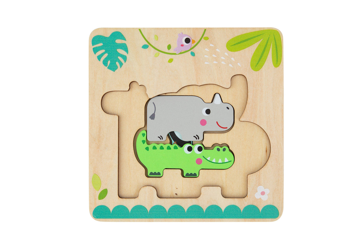 Tooky Toy Multi-Layered Wooden Children's/Kids Jungle Animal Toy Puzzle 12m+ — image 3