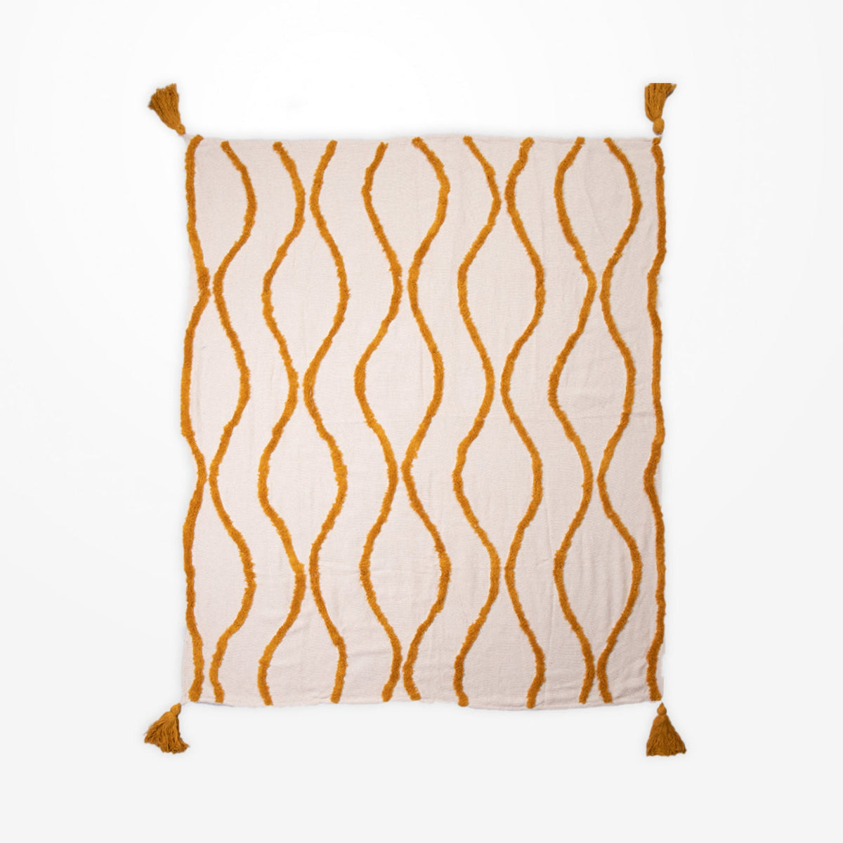 Dwbh Cotton Slub Warm Throw Blanket 125x150cm Home/Lounge/Bedroom Decor — Mustard