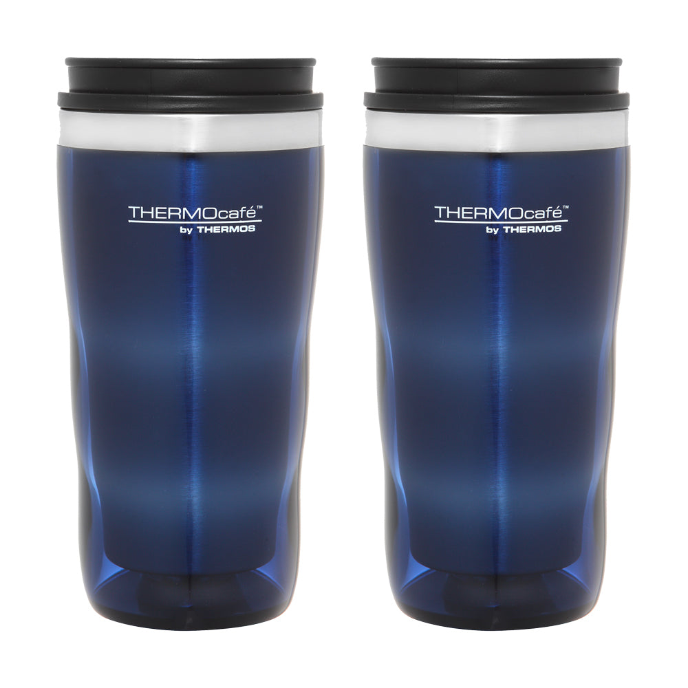 Thermocafe Stainless Steel Inner Plastic Outer Travel Tumbler Blue 470ml (2 Pack)