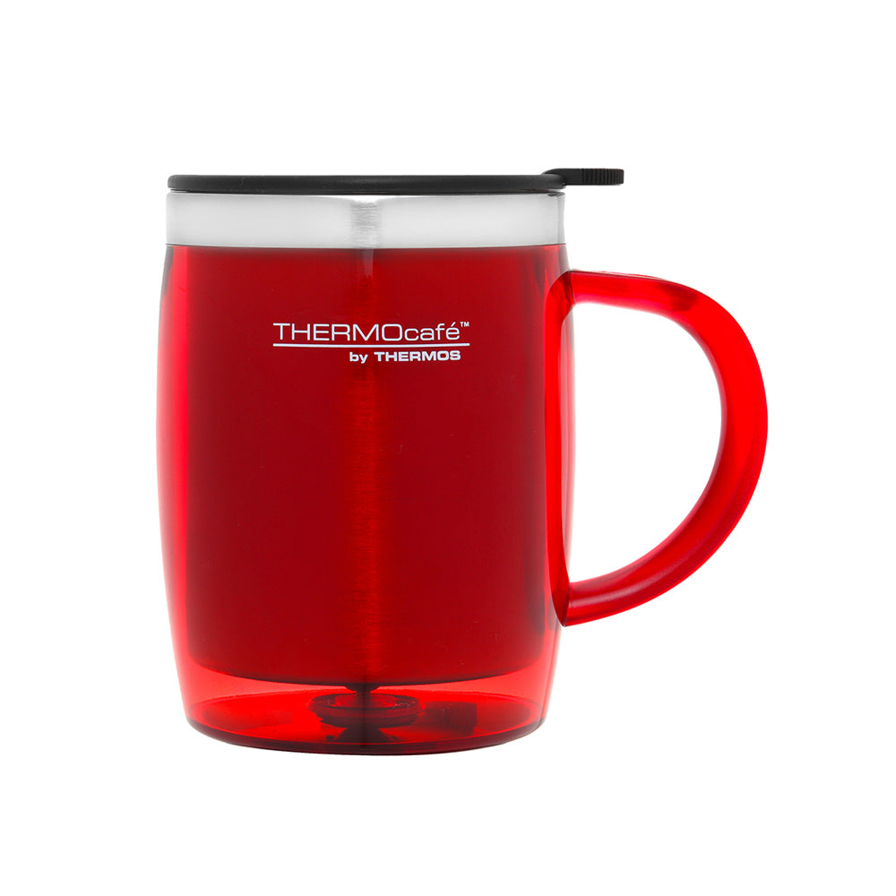 Thermocafe Stainless Steel Inner Plastic Outer Durable Desk Mug Red 450ml