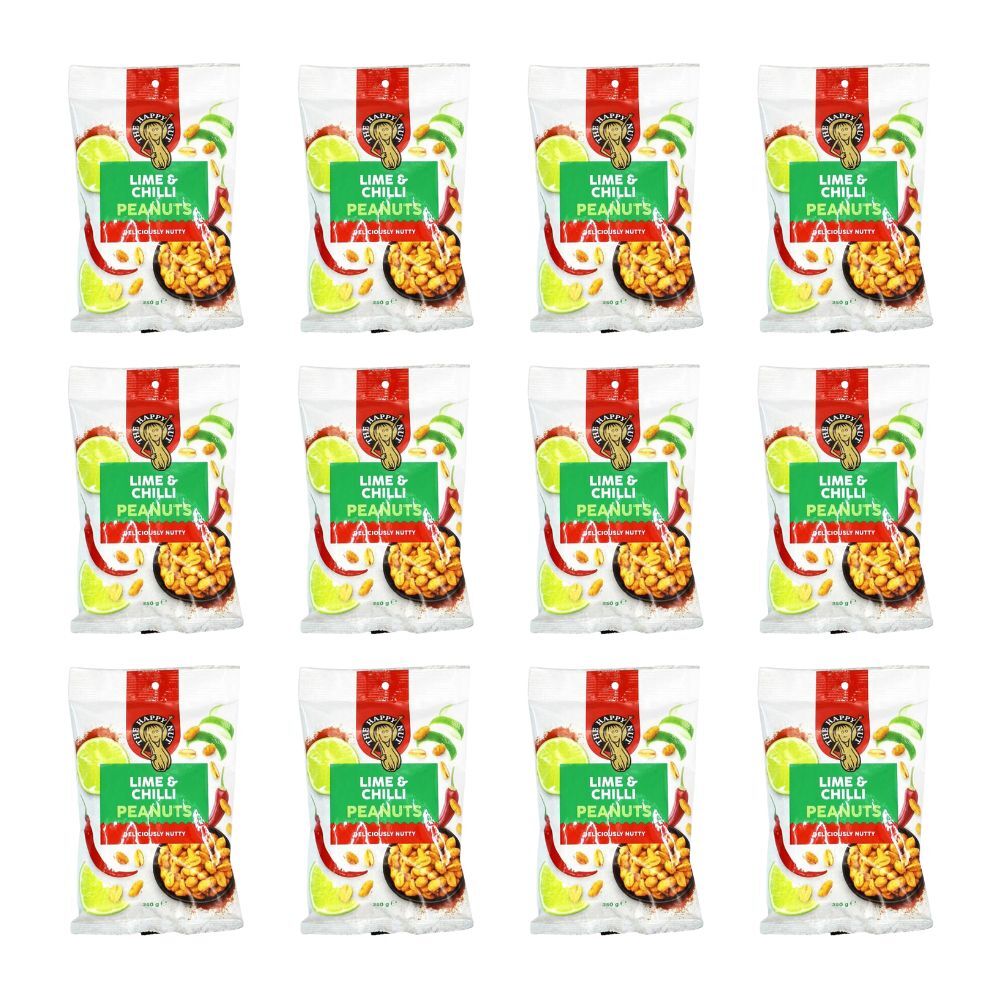 The Happy Nut Lime & Chilli Flavoured Peanuts Party Snack 250g (12 Pack)