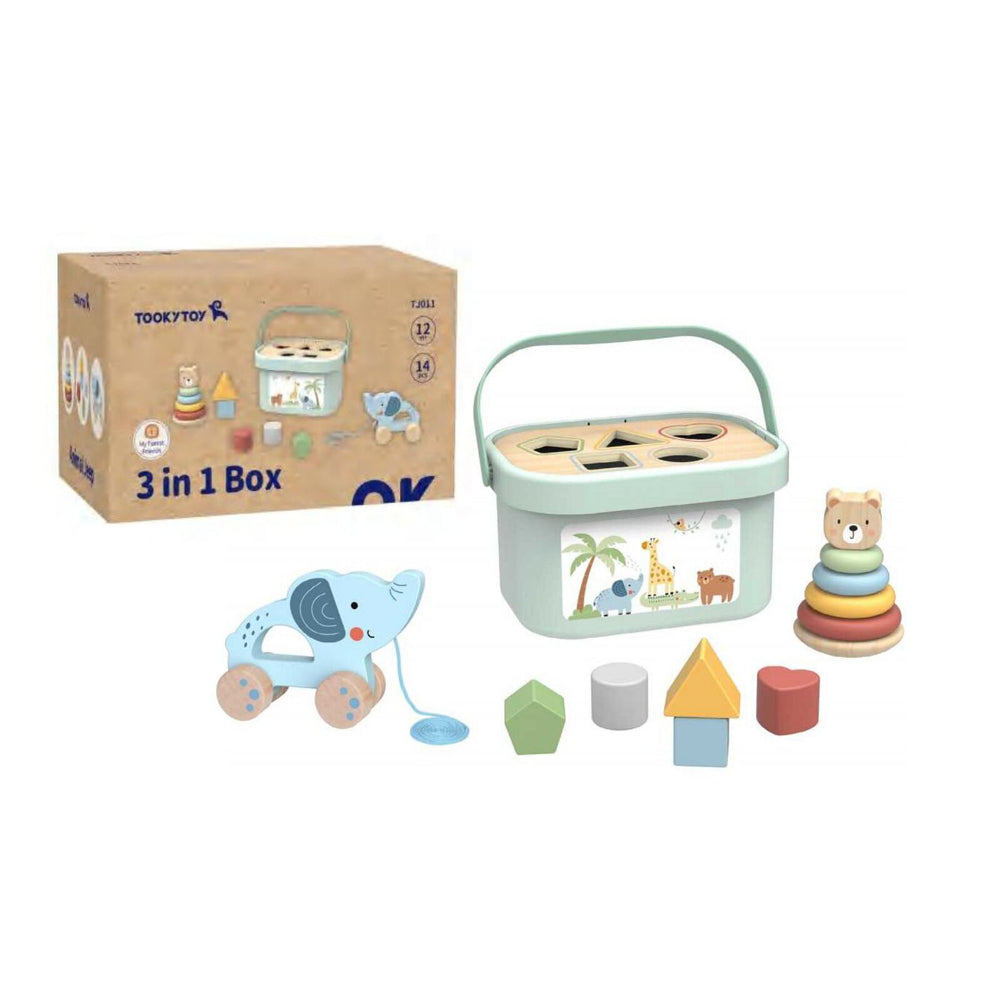 Tooky Toy 3-in-1 My Forest Friends Wooden Box Kids Educational Fun Playset 12m+ — image 2