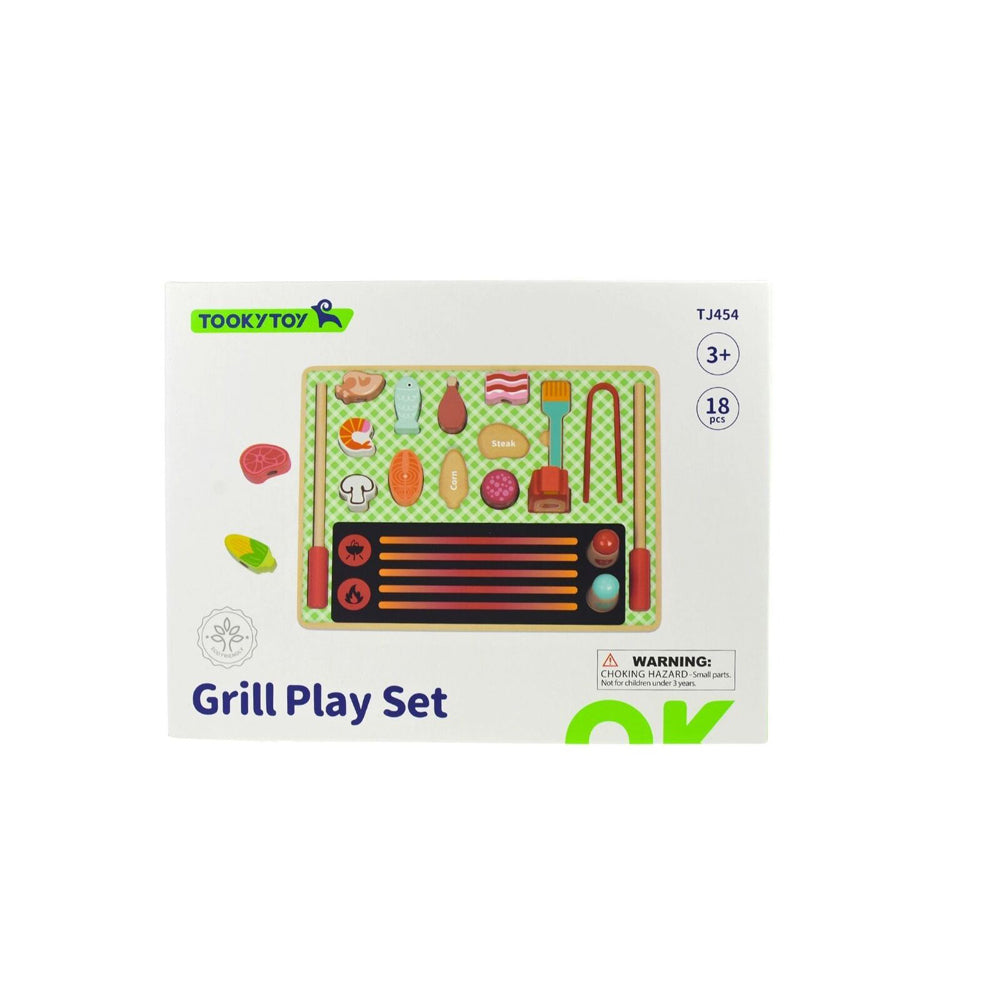 Tooky Toy Grill Play Pretend Wooden Interactive Fun Play Set Kids/Children 3y+