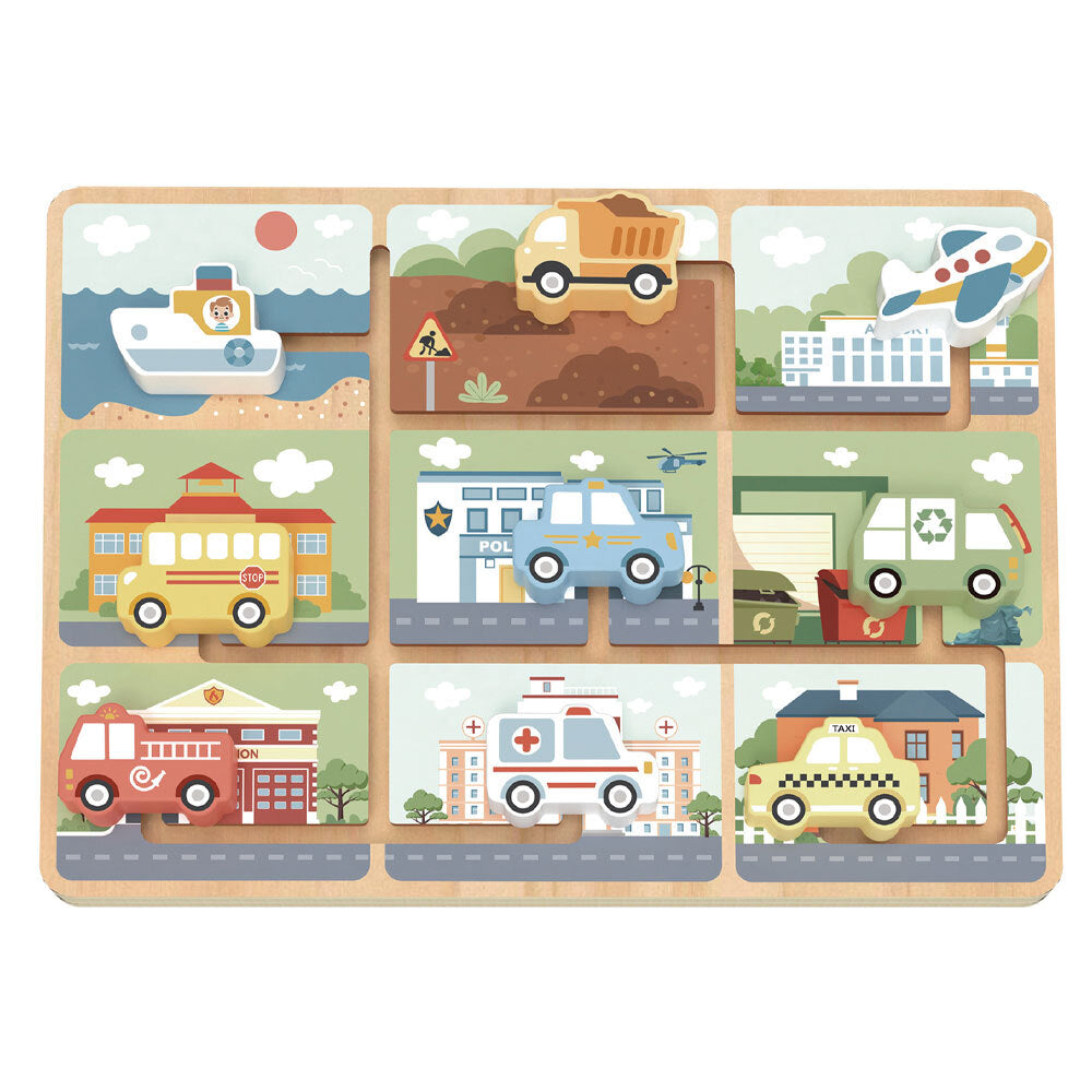 Tooky Toy Wooden Childrens Traffic Maze Puzzle Board Educational Toy 18M+