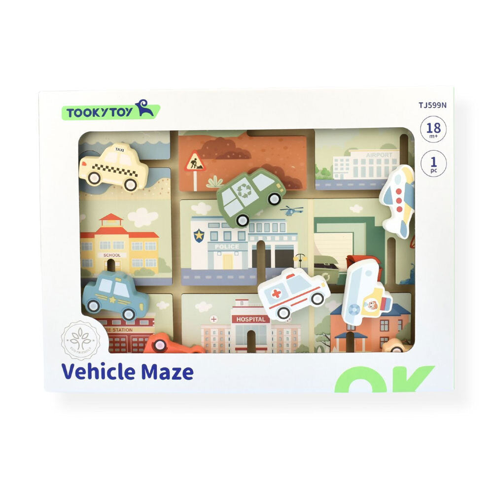 Tooky Toy Wooden Childrens Traffic Maze Puzzle Board Educational Toy 18M+ — image 2