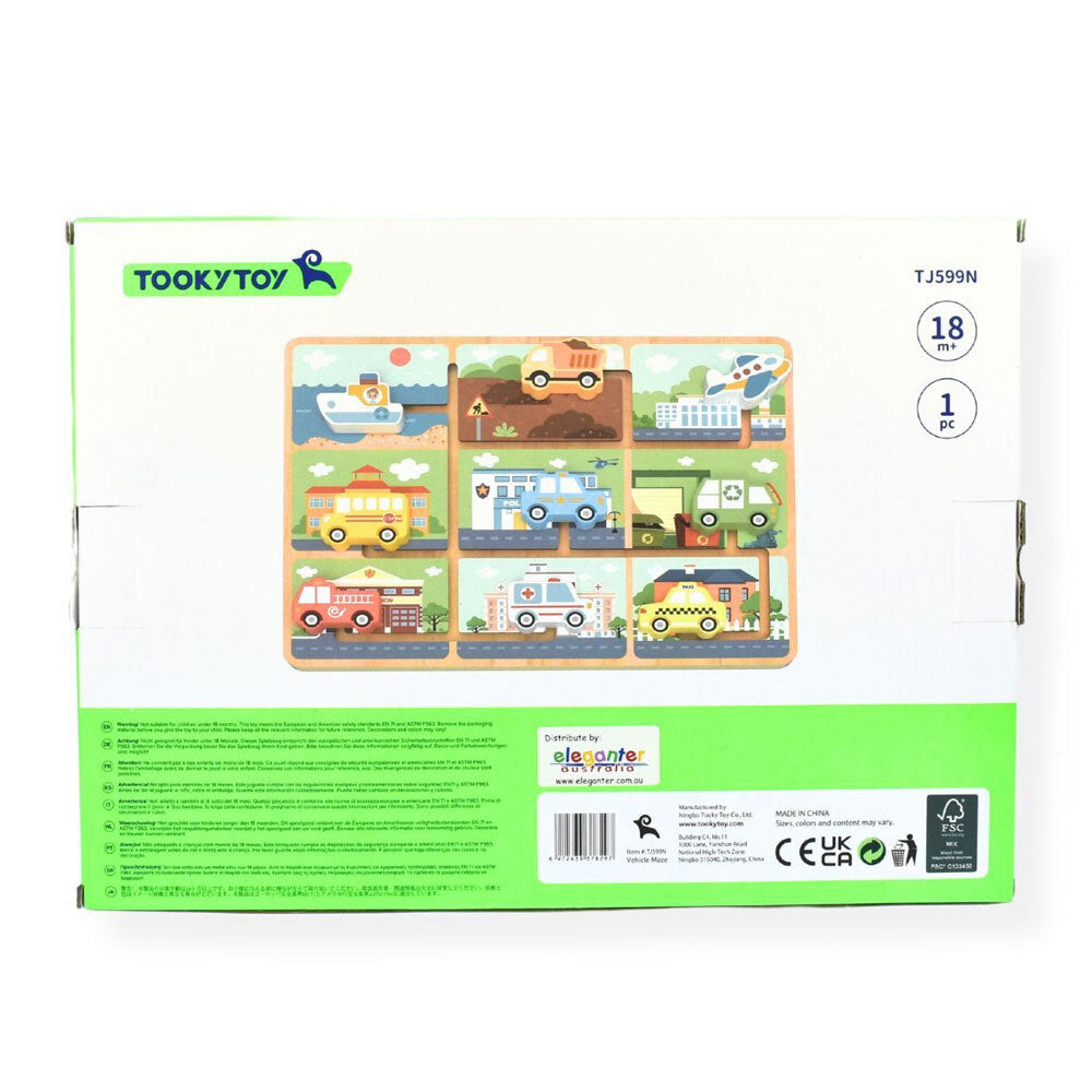 Tooky Toy Wooden Childrens Traffic Maze Puzzle Board Educational Toy 18M+ — image 3