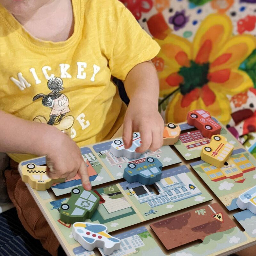 Tooky Toy Wooden Childrens Traffic Maze Puzzle Board Educational Toy 18M+ — image 4