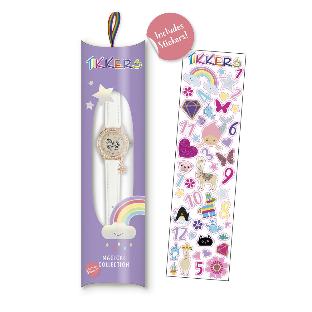 Tikkers Time Teacher Charm Collection Unicorn Dial Watch w/ Color - White — image 2