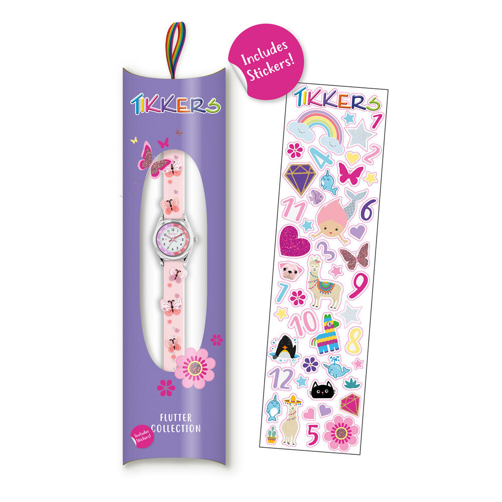 Tikkers Time Teacher 3D Dial Watch with Butterfly Silicone Straps - Pink — image 2