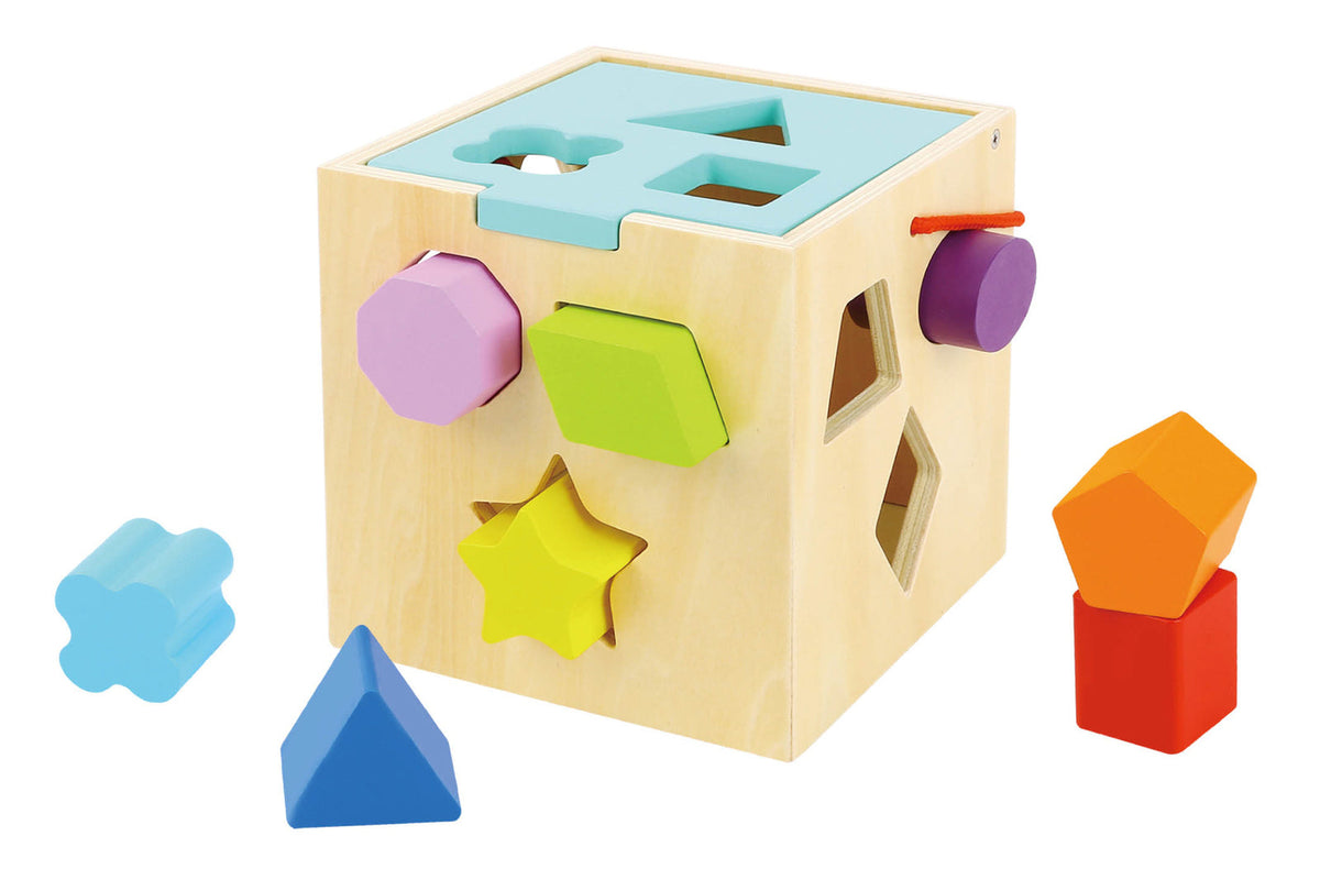 Tooky Toy 12m+ Baby Shape Sorter Wooden Blocks Education/Learning Toy 12m+ (12 Pieces)
