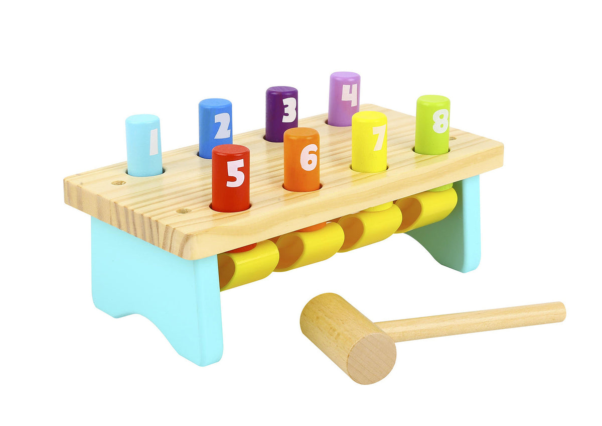 Tooky Toy Wooden Knock Bench 8 Pins Baby/Toddler Pound/Tap Colourful Toy 12m+ — image 2