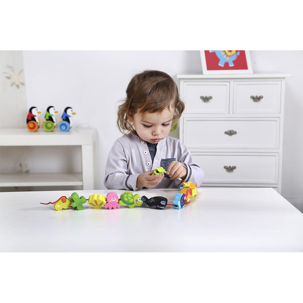 Tooky Toy Lacing Blocks 31cm Wooden Marine Animals Non-Toxic Toy Kid/Toddler 2y+ — image 2