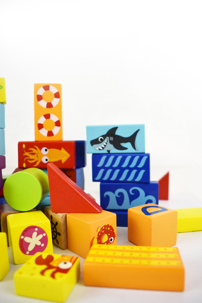 Tooky Toy Marine/Seaside Ocean Themed Creative Building Blocks Set 24m+ (80 Pieces) — image 4
