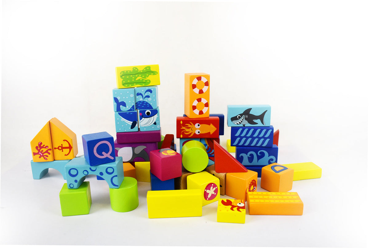 Tooky Toy Marine/Seaside Ocean Themed Creative Building Blocks Set 24m+ (80 Pieces) — image 5