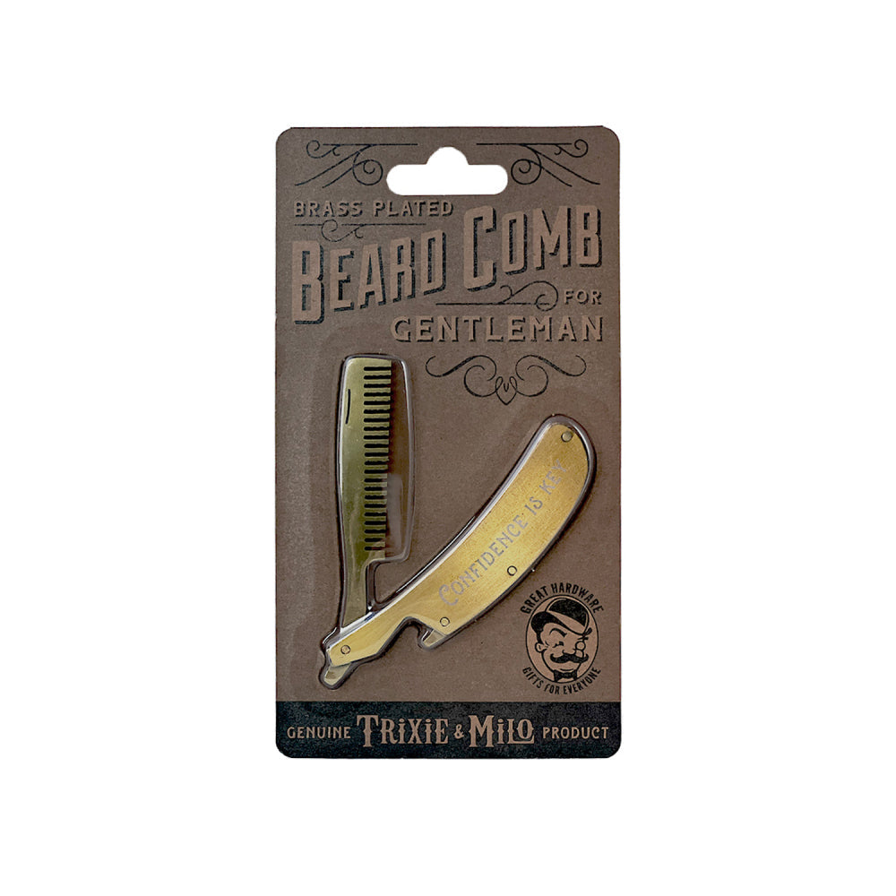Trixie & Milo Men's Brass Plated Beard Hair Comb Care Stainless Steel Gold — image 4