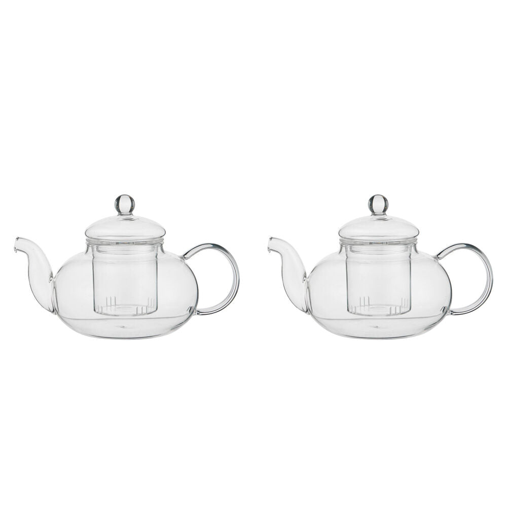 NF Living 600ml Nina Glass Teapot Modern Design Kitchenware Clear (2 Pack)